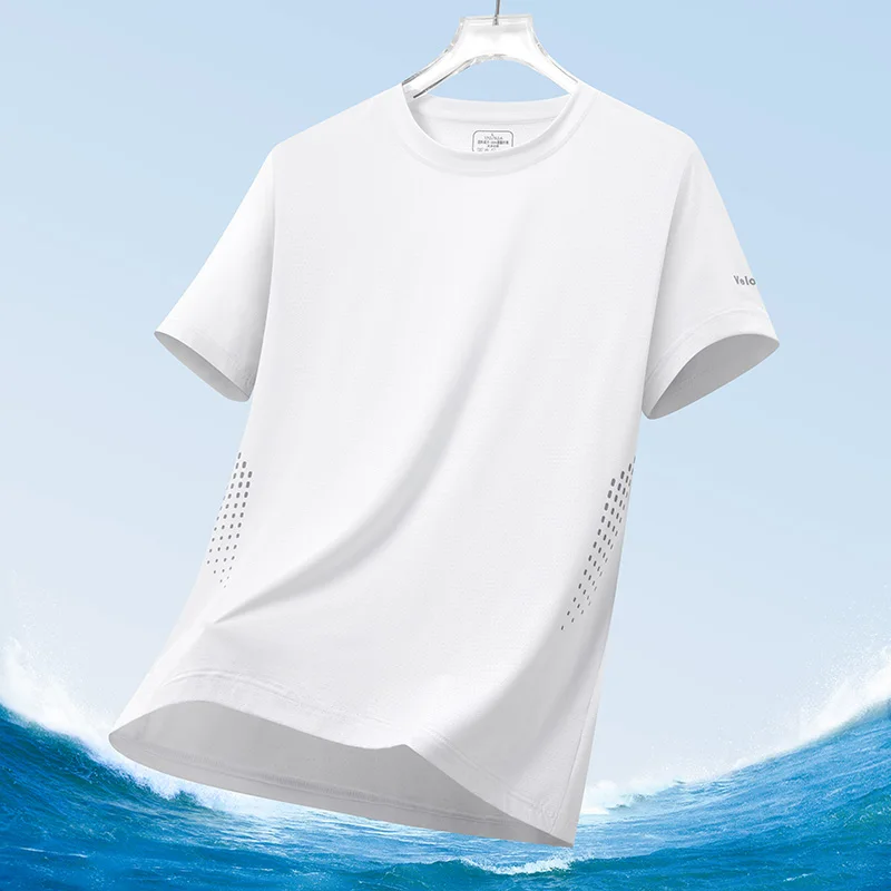 Color: MULTI, Size: XL - Men's Silk Ice Round Collar T-shirt, Simple Running Fitness Suit, Breathable Thin T-shirt, Quick Dry T-shirt, Summer