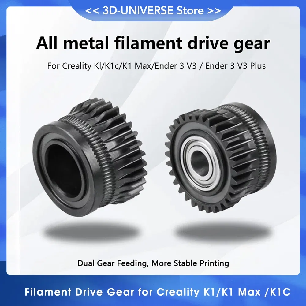 Color: WHITE - 2pcs/lot CR K1C K1 Gear All Metal Filament Drive Gear for Creality K1 Max Extruder Nickel Plated DLC Coating High Hardness Wear