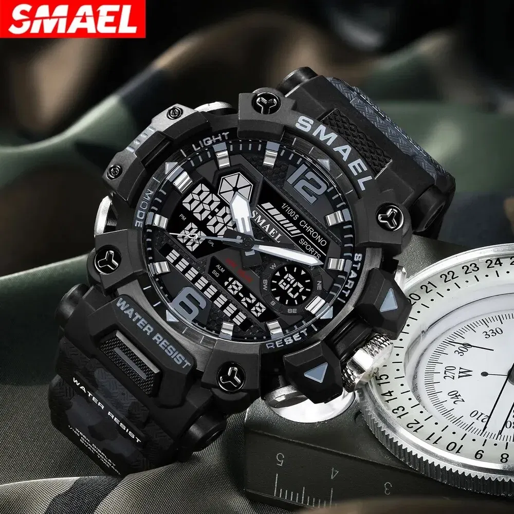 Color: Black - SMAEL New Style 8072MC Digtal Quartz Watch Waterproof Double Display Dial For Men Watch