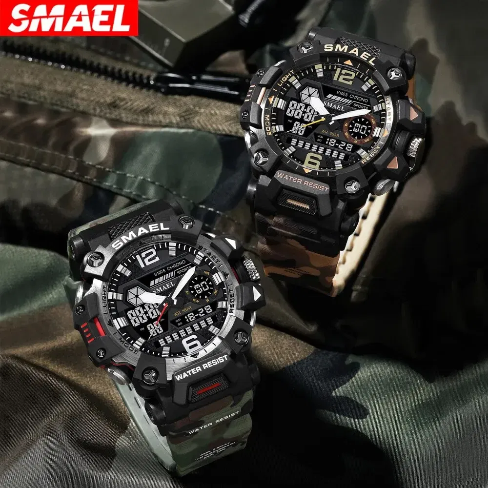 Color: Black - SMAEL New Style 8072MC Digtal Quartz Watch Waterproof Double Display Dial For Men Watch