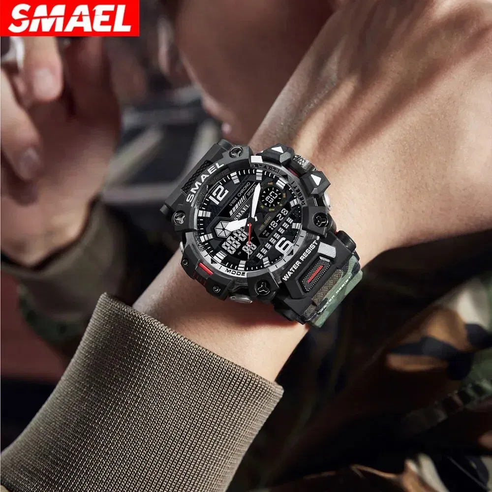 Color: Black - SMAEL New Style 8072MC Digtal Quartz Watch Waterproof Double Display Dial For Men Watch