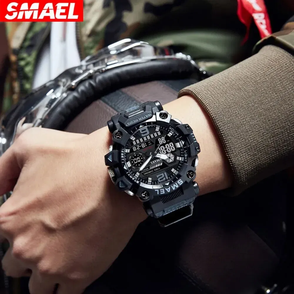 Color: Black - SMAEL New Style 8072MC Digtal Quartz Watch Waterproof Double Display Dial For Men Watch