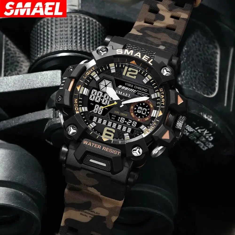 Color: Black - SMAEL New Style 8072MC Digtal Quartz Watch Waterproof Double Display Dial For Men Watch