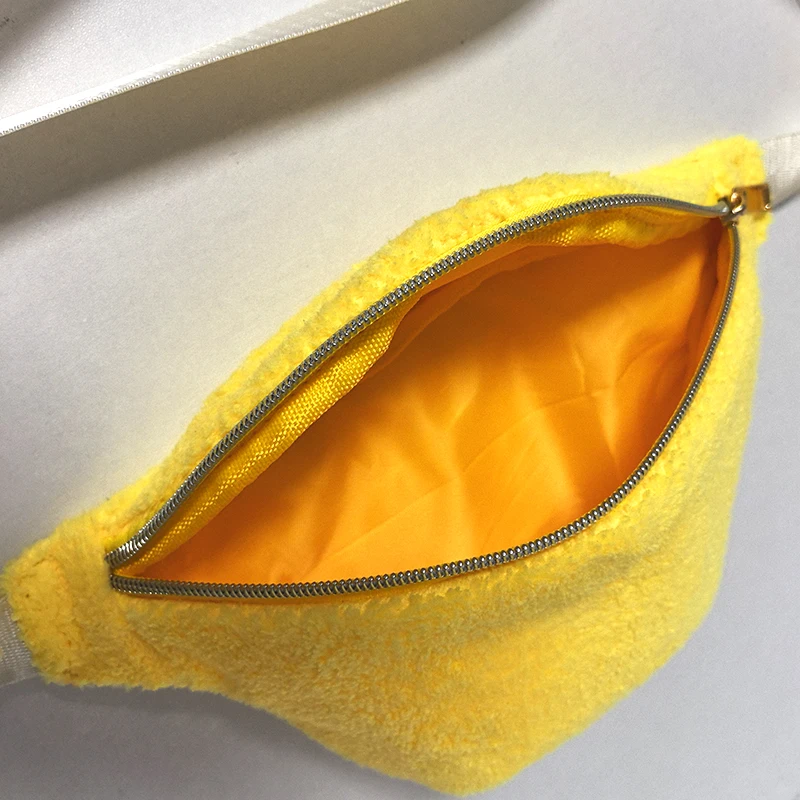 Color: Clear - Plush Colorful Fanny Bag Outdoor Waist Pack Female Banana  for Running Walking Fitness Gym Pouch Wedding Party Bridal Bag Gift
