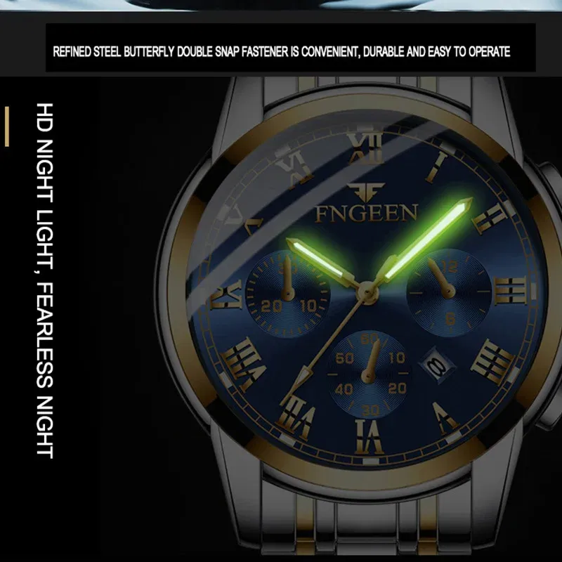 Color: Coffee - BINBONG Men Watches 2023 Top Brand Luxury Waterproof Date Clock Male Steel Strap Casual Quartz Watch Sports Wrist Watch Men 4006