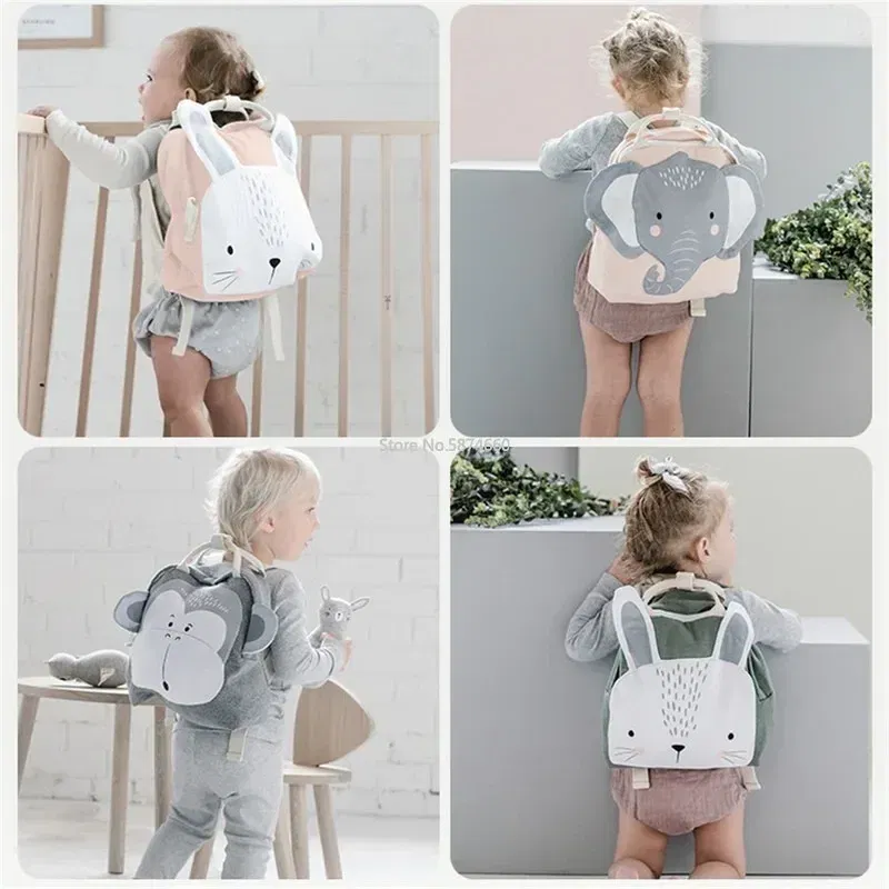 Color: Brown - Children Backpack Toddler Kids School Backpack for Baby Kids Cute School Bag Boy Girl Light Bag Rabbit Butterfly Lion Bag