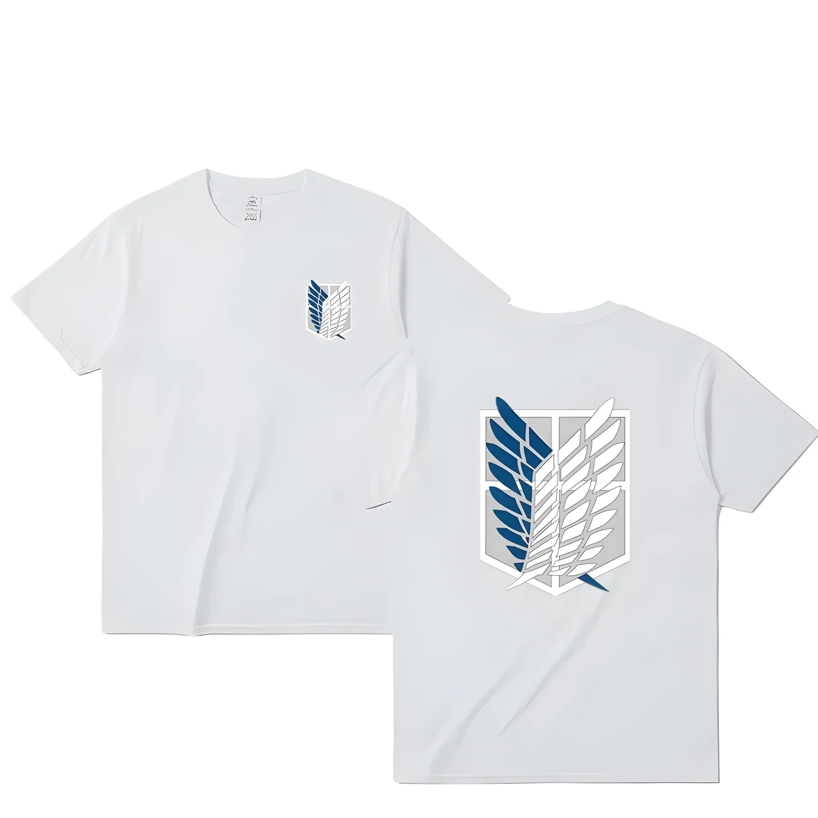 Color: WHITE, Size: S - Attack on Titan T-shirt Wings of Freedom Short Sleeve Ackerman Mikasa Eren Jaeger Men Cotton Tops Summer Oversized O-Neck Tee