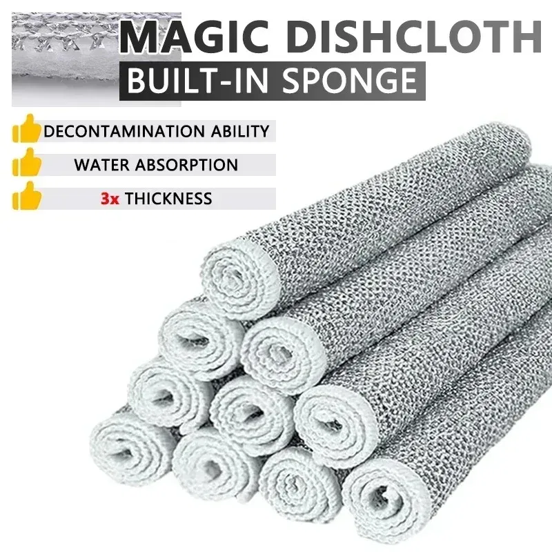 Color: Red, Specification: 2pcs - Magic Cleaning Cloth Multipurpose Wire Miracle Cleaning Cloth Innovative Dishwashing Net Hand Towel for Kitchen Dishwashing Grid