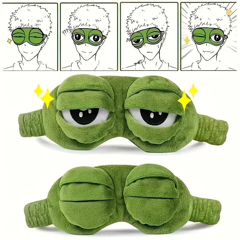 Color: MULTI - 3D Frog Sleep Mask Natural Sleeping Eyeshade Women Men Creative Cartoon Soft Portable Blindfold Travel Office Eyepatch
