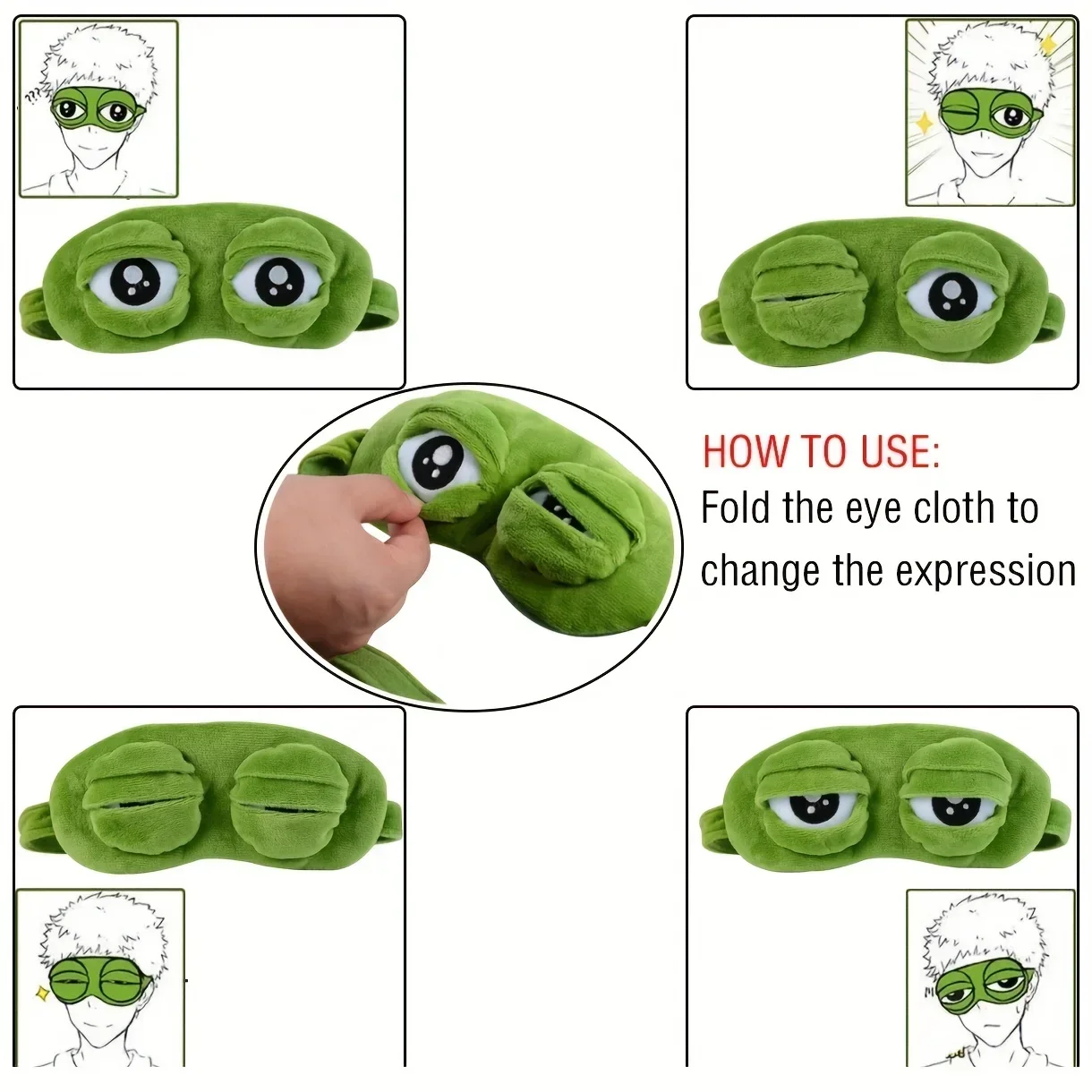 Color: MULTI - 3D Frog Sleep Mask Natural Sleeping Eyeshade Women Men Creative Cartoon Soft Portable Blindfold Travel Office Eyepatch