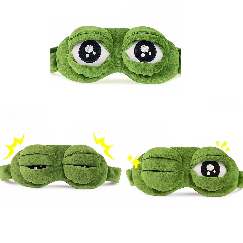 Color: MULTI - 3D Frog Sleep Mask Natural Sleeping Eyeshade Women Men Creative Cartoon Soft Portable Blindfold Travel Office Eyepatch