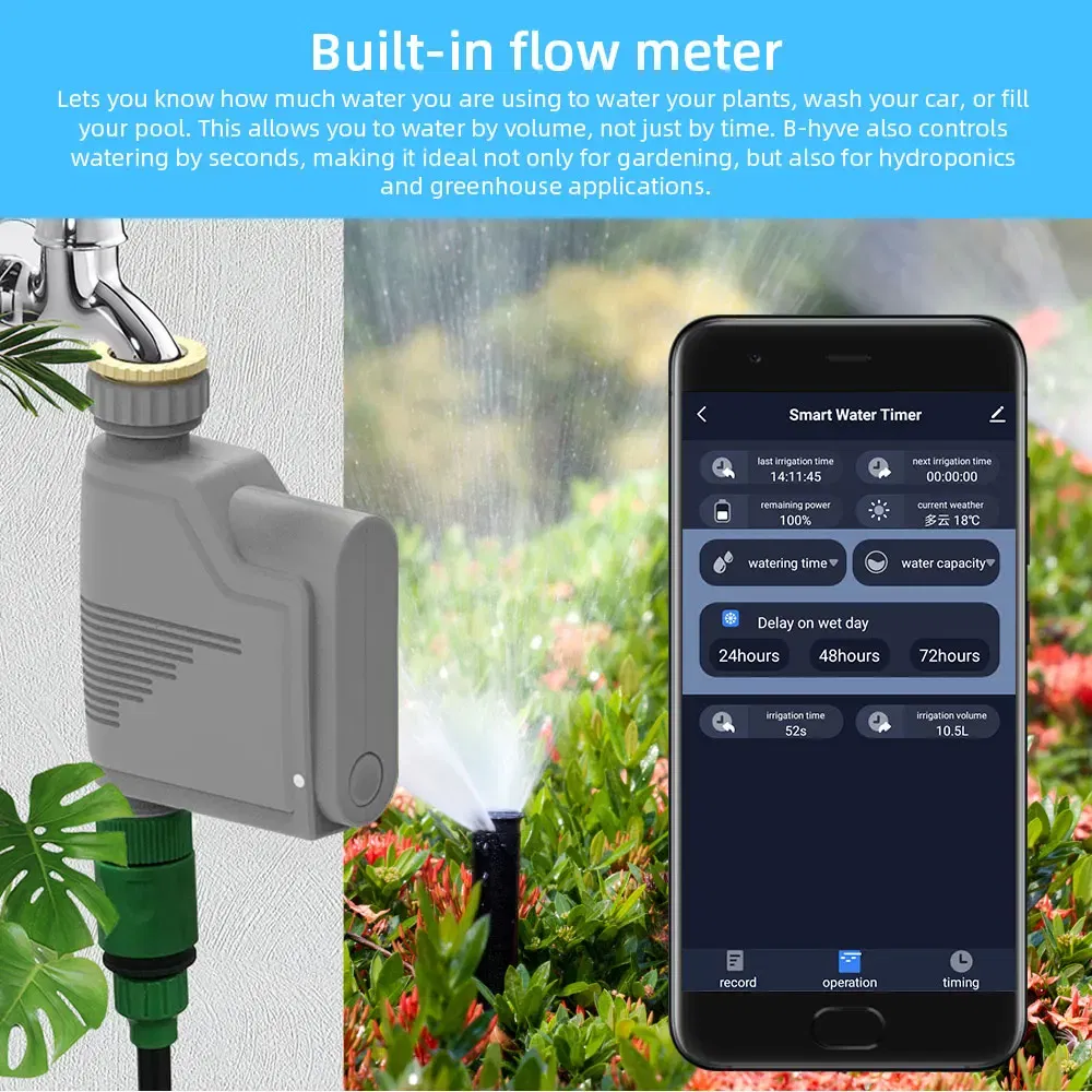 Color: Blue - Tuya Zigbee Garden Watering Timer Smart Sprinkler Drip Irrigation System Built-in Water Flow Recorder With Soil Tester Gateway
