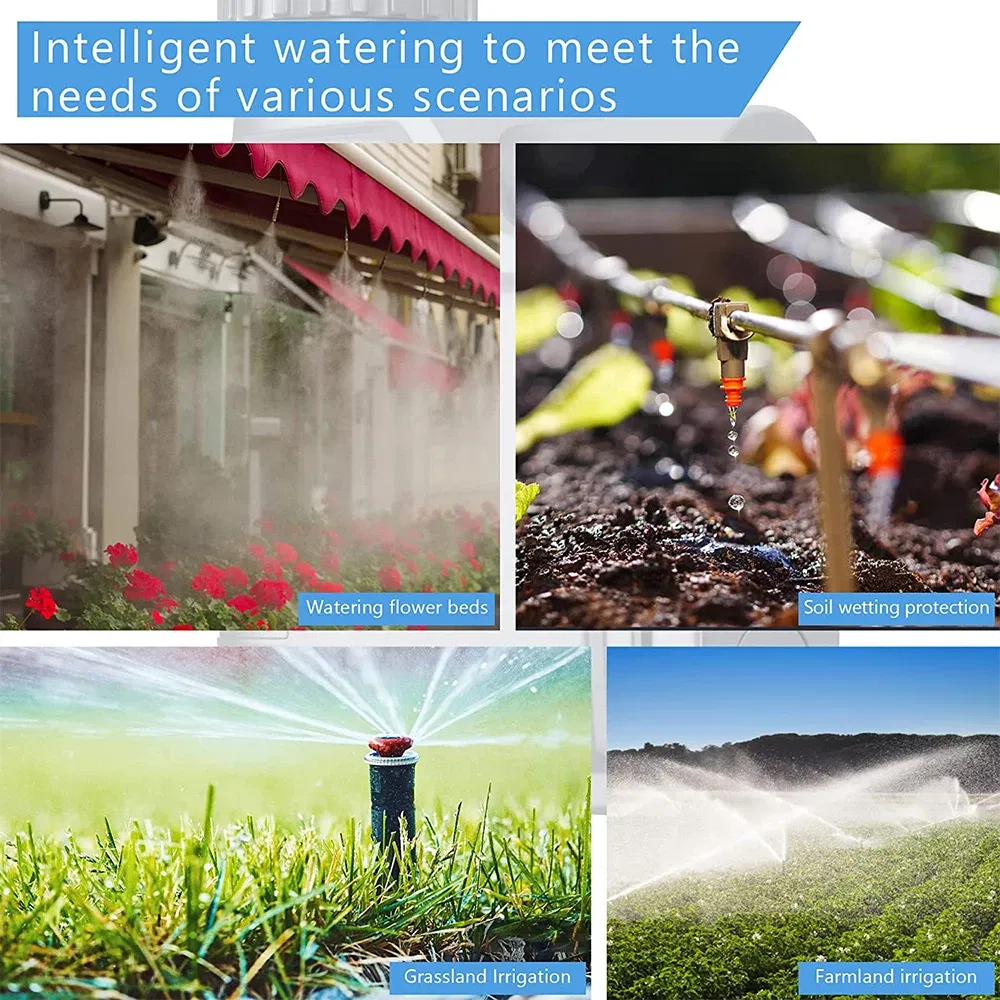 Color: Blue - Tuya Zigbee Garden Watering Timer Smart Sprinkler Drip Irrigation System Built-in Water Flow Recorder With Soil Tester Gateway