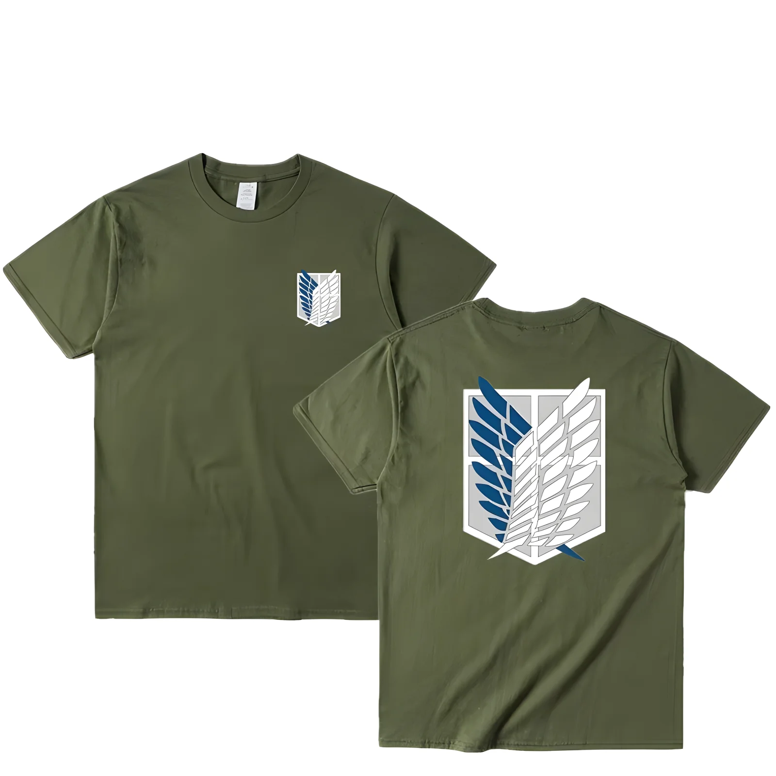 Color: black, Size: M - Attack on Titan T-shirt Wings of Freedom Short Sleeve Ackerman Mikasa Eren Jaeger Men Cotton Tops Summer Oversized O-Neck Tee