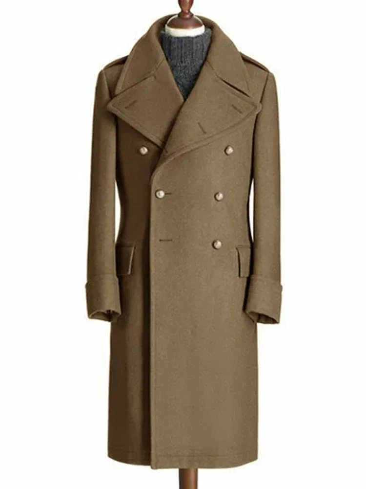 Color: MULTI, Size: L - Windbreak Men's Jacket Wool Long Coat Lapel Double Breasted Men's Trench Coats Windbreakers Jackets Man Winter 2023 Martens Male