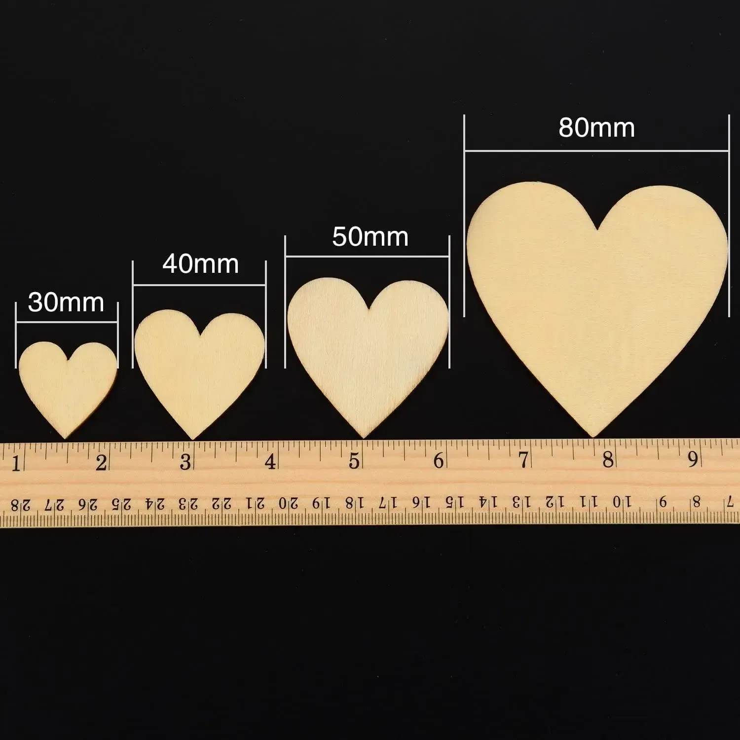 Color: Black Walnut, Wood Thickness: 7mm - 1-10cm Unfinished Wooden Hearts Love Blank Wood Slices DIY Wooden Crafts For Christmas Painting Wedding Ornaments