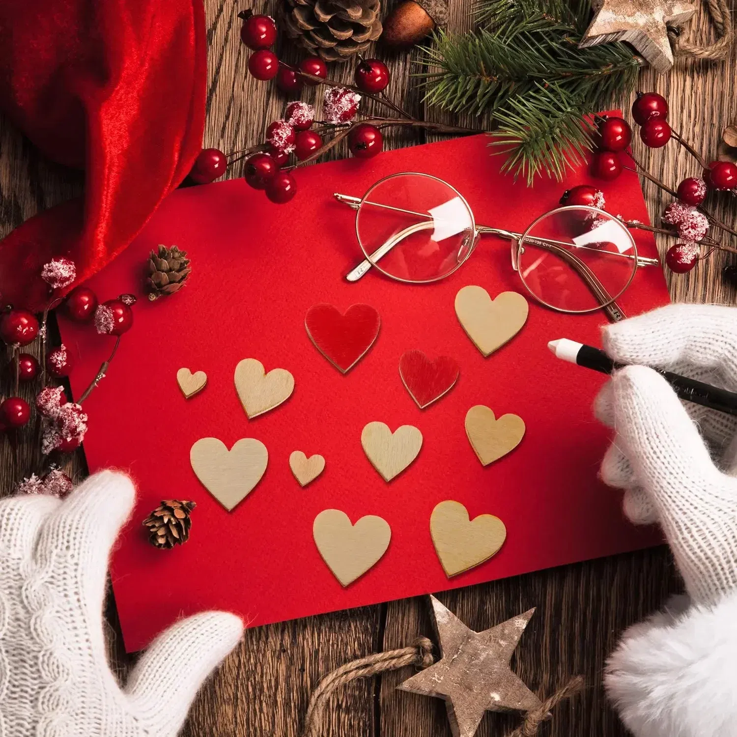 Color: Black Walnut, Wood Thickness: 7mm - 1-10cm Unfinished Wooden Hearts Love Blank Wood Slices DIY Wooden Crafts For Christmas Painting Wedding Ornaments