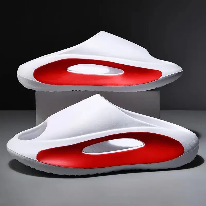 Color: WHITE, Shoe Size: 46 - Sandals Men Summer Fashion Non-slip Wear-resistant Thick Soles to Increase the Sense of Men's Beach Sandals Womens Home Slipper