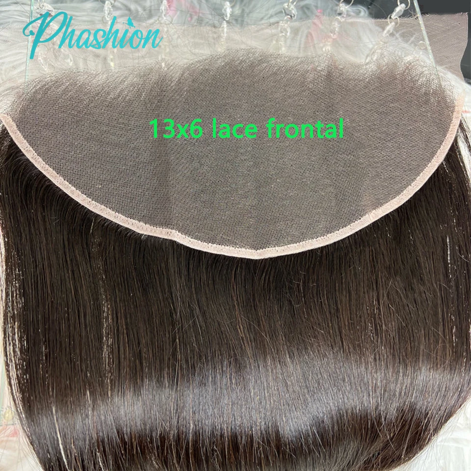 Color: Natural Color, Stretched Length: 26inches - Phashion 26 28 Inch13x6 Lace Frontal Straight Pre Plucked Swiss HD Transparent Full Front Only Natural Black 100% Human Hair