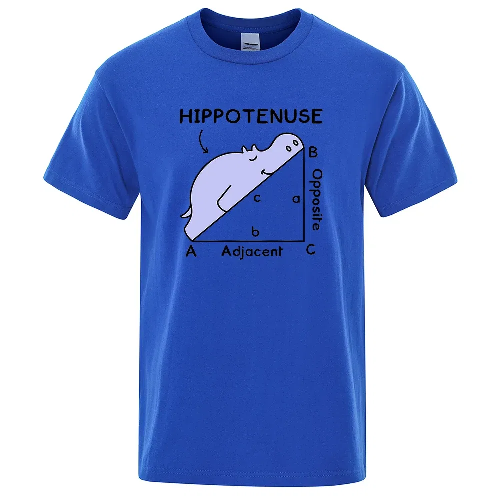 Color: SKY BLUE, Size: S - Hippotenuse Opposite Adjacent Funny Printed Men Women T Shirts Trigonometric Functions Cotton Short Sleeve Streetwear T-shirt