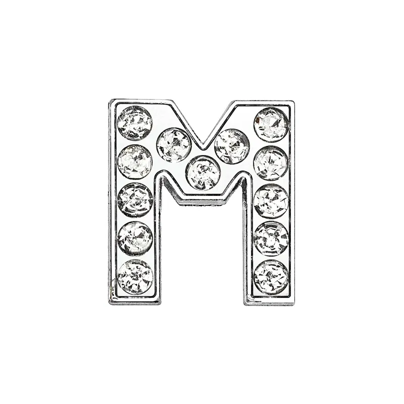 Color: Brown - Rhinestone Slide Charms Letters For Jewelry Making Women Bracelet 8mm Alphabet A-Z Pet Collar Necklace DIY Accessories Gift
