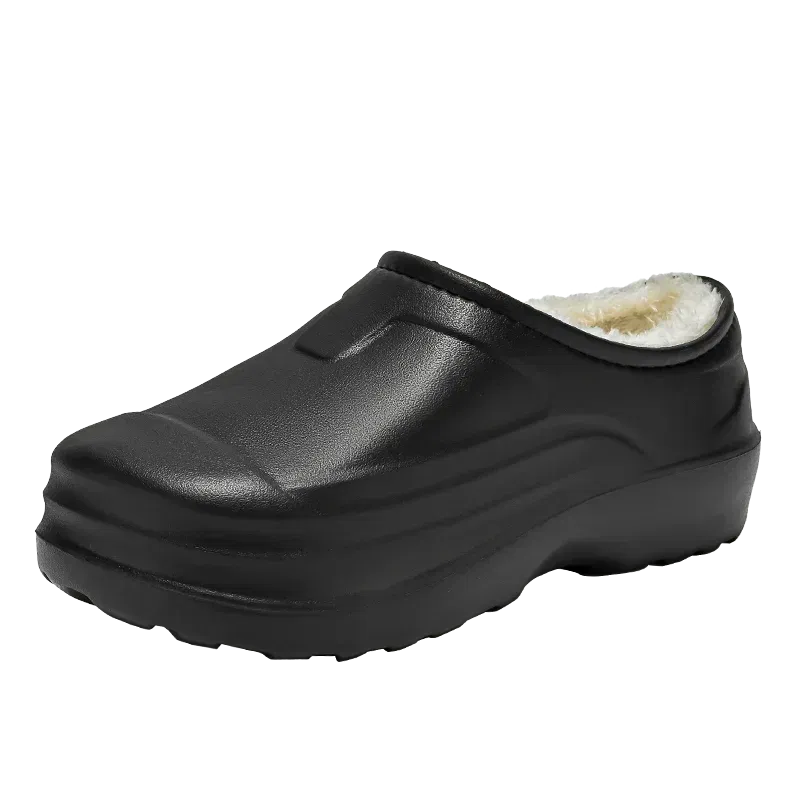 Color: black, Shoe Size: 42 - Eva Men's Chef Slippers Winter Slipper for Men Home Cotton Shoes Water Proof Anti-slip Keep Warm Height-increasing New Arrival