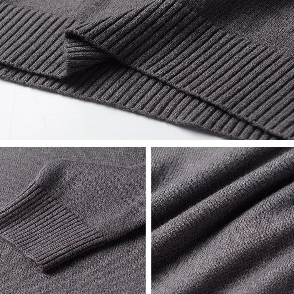 Color: Red, Size: XXXL - Korean Fashion Autumn Winter Sweaters Men Pullovers Fleece Turtleneck Knitted Sweatshirt Warm Bottoming Shirts