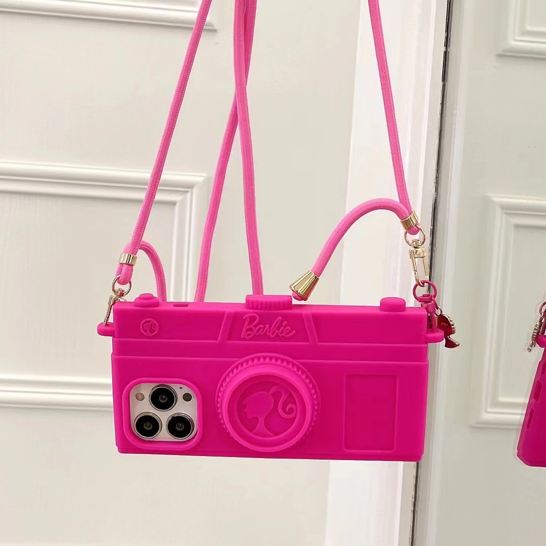 Material: Aluminum, Color: Beige - Pink Camera Case For iPhone 15 14 13 12 11 Pro Max Kawaii Fashion Case Fashion Pendant Cute Girl