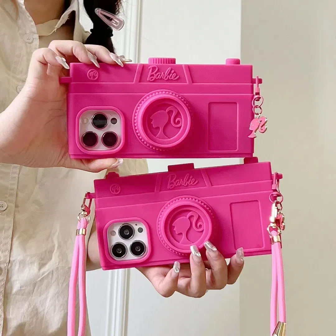 Material: Aluminum, Color: Beige - Pink Camera Case For iPhone 15 14 13 12 11 Pro Max Kawaii Fashion Case Fashion Pendant Cute Girl