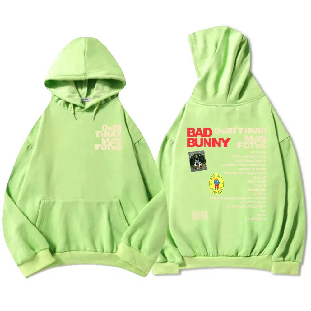 Color: Turquoise, Size: XXL - Unisex Streetwear Bad Bunny DTMF Hoodies 2025 New Album Deb? Tirar Más Fotos Printing Sweatshirts Winter Comfortable Male Hoodie