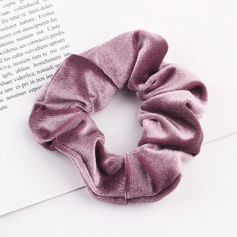 Color: green - New Fashion gold velvet Women Pure color wild Large intestine Elastic Hair Sports Dance Scrunchie Girls Hair Accessories