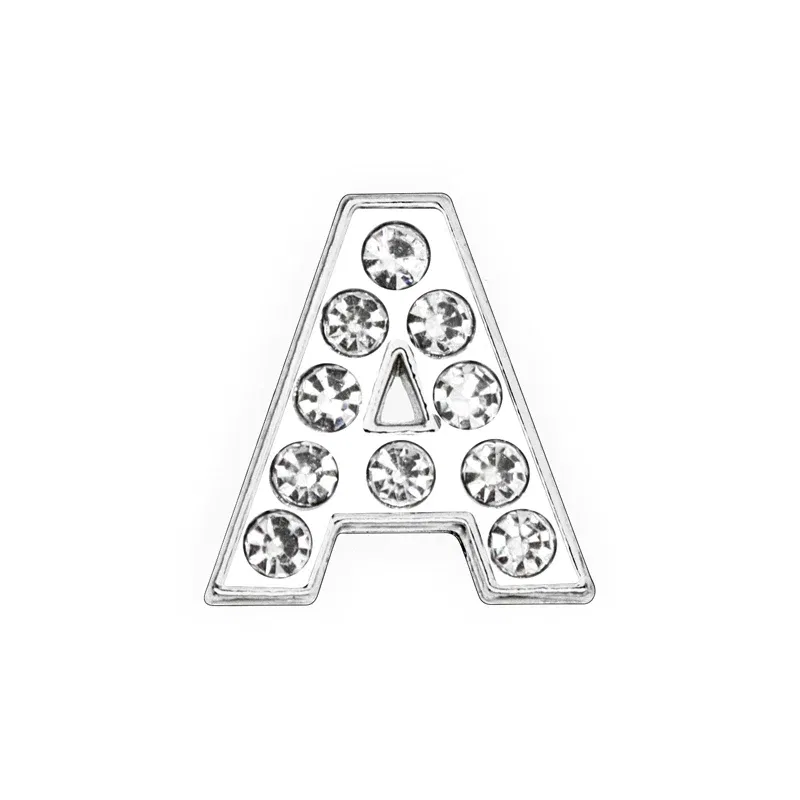 Color: WHITE - Rhinestone Slide Charms Letters For Jewelry Making Women Bracelet 8mm Alphabet A-Z Pet Collar Necklace DIY Accessories Gift