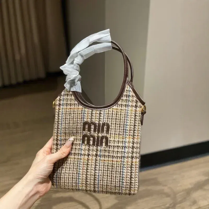 Color: black - Retro Hobo Thousand Bird Grid Mini Underarm Bag, Mao Ni Large Capacity Shoulder Cross Carrying Tote Bag