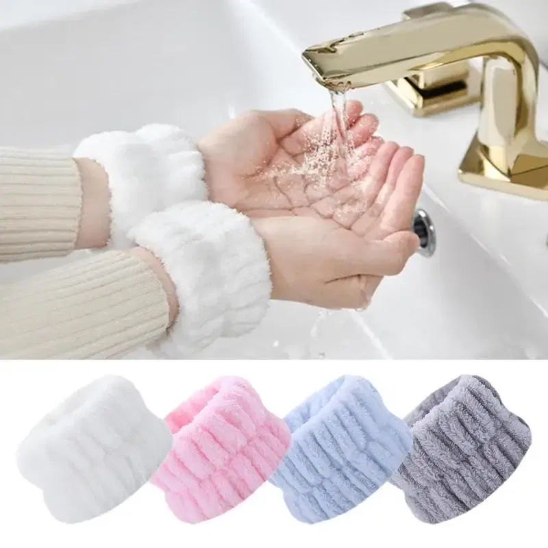 Color: Blue, Ships From: United States - 2pc Wrist Washing Belt Soft Microfiber Towel Wristbands For Washing Face Water Absorption Washing Prevent Wetness Wrist Washband