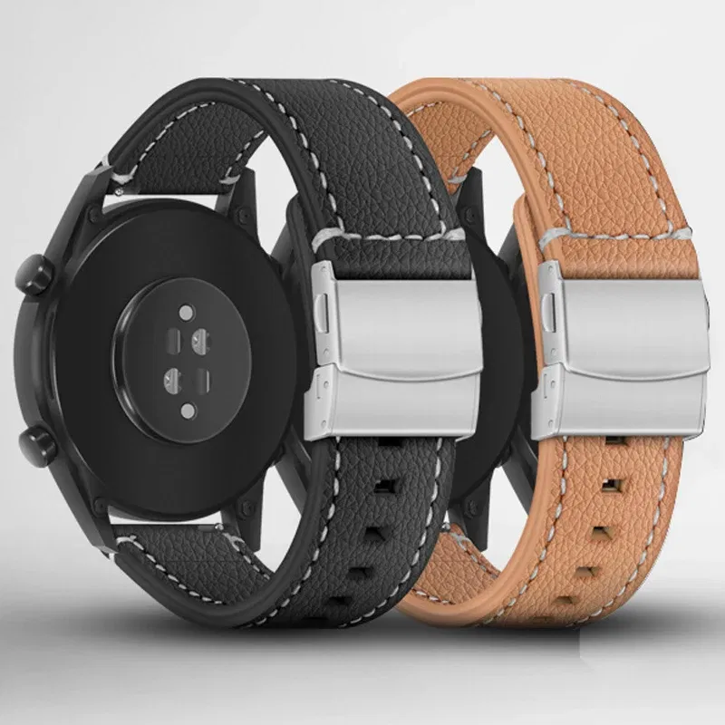 Band Color: BROWN, Band Width: 13mm - Soft Genuine Leather Smart Watch Band 18 20 22 24mm Women Men Cowhide Strap Brown Black Quick Release Watchband Bracelet