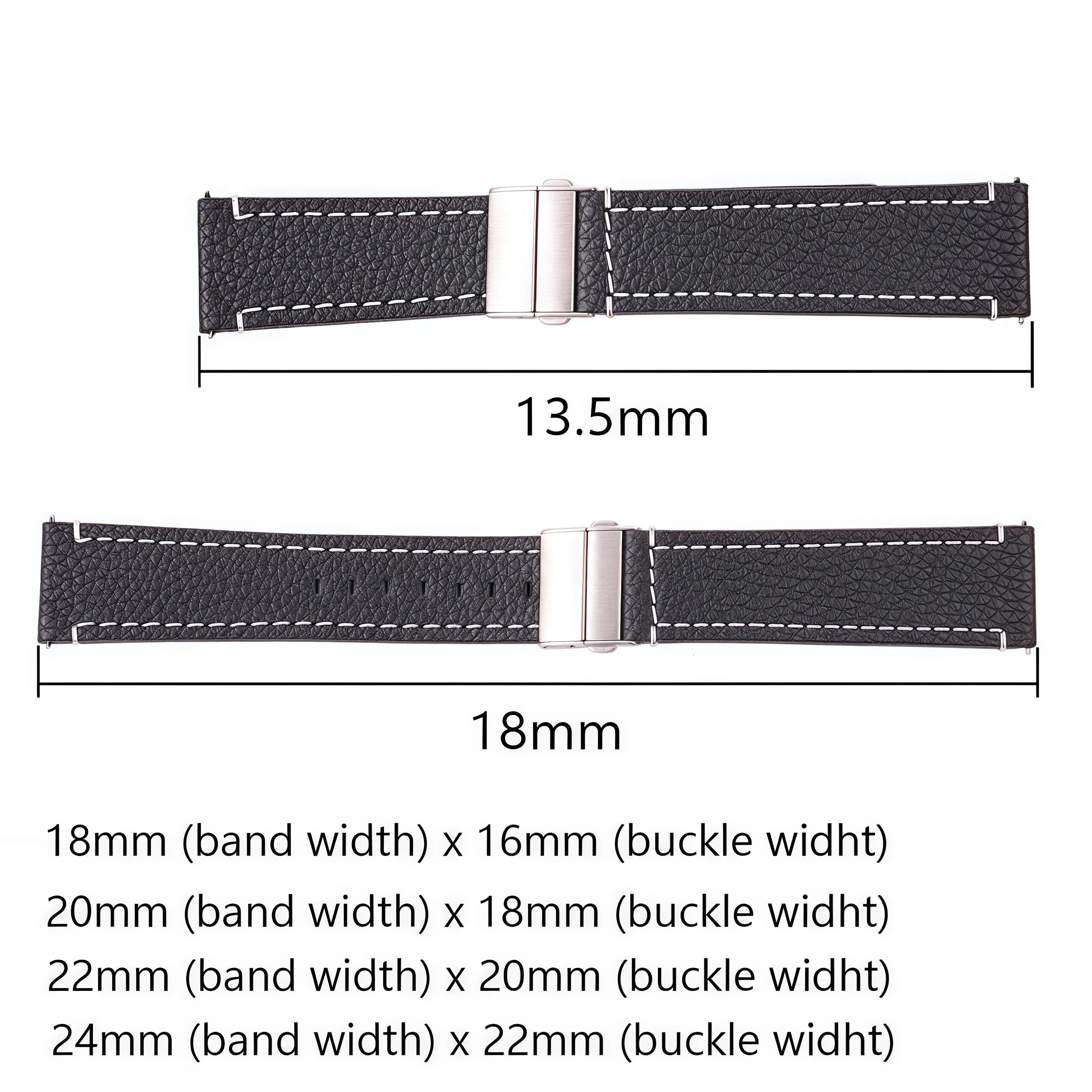 Band Color: BROWN, Band Width: 13mm - Soft Genuine Leather Smart Watch Band 18 20 22 24mm Women Men Cowhide Strap Brown Black Quick Release Watchband Bracelet