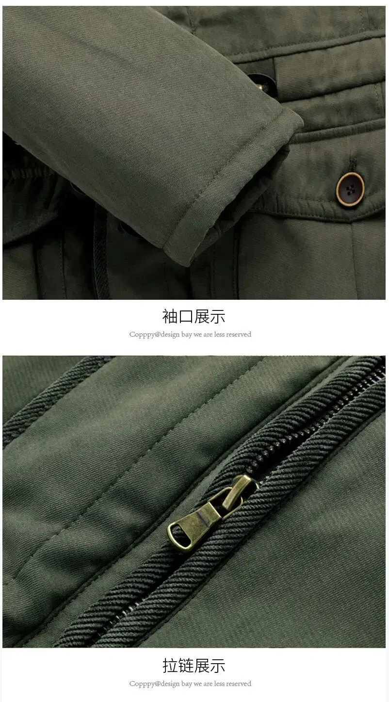 Color: Blue, Size: M - Winter Parka Military Outdoor Fleece Men Large SIZE Men Warm Jacket Men Cotton Windproof Casual Parka Stand Collar Lamb Cashmere