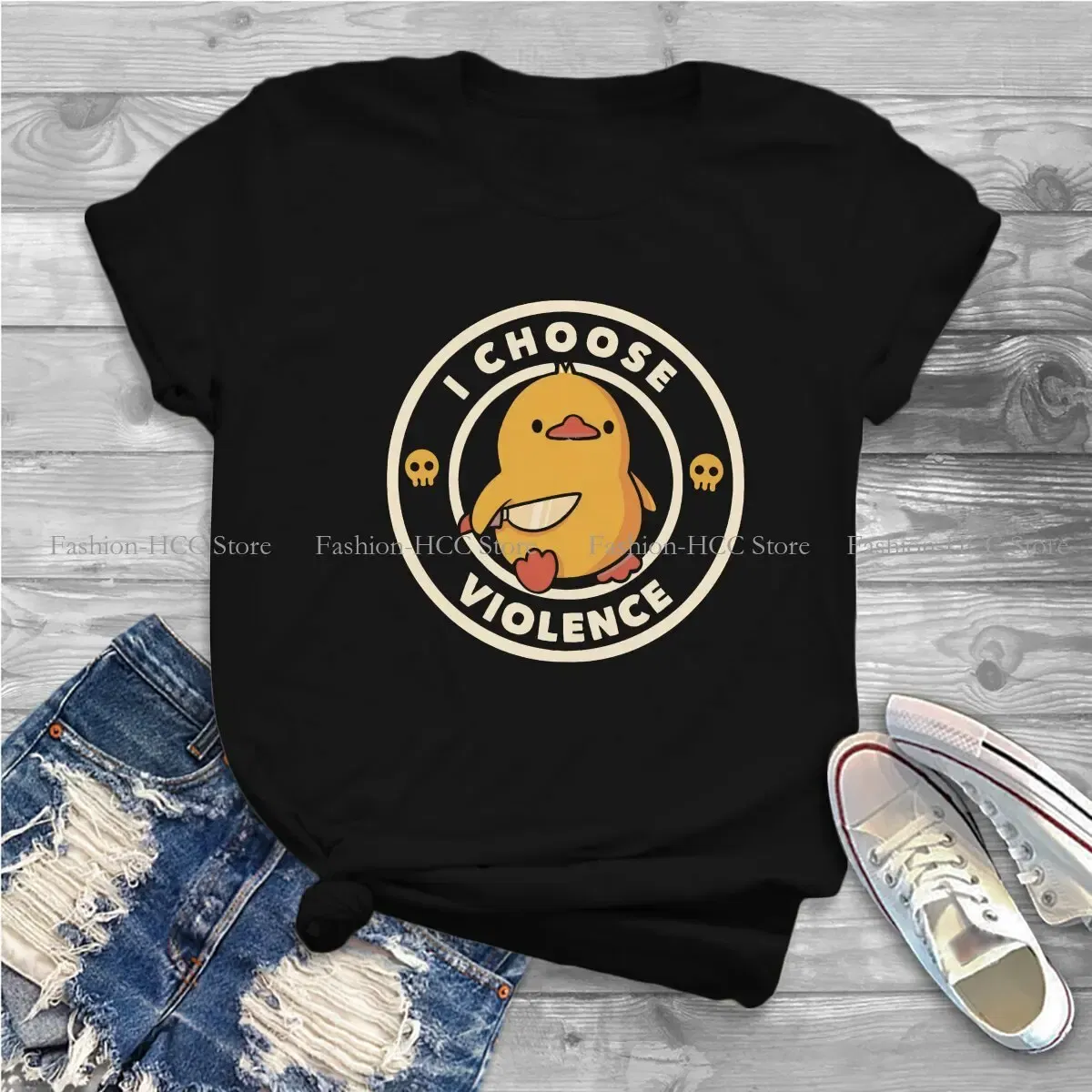 Color: black, Size: XXL - I Choose Violence Funny Duck Polyester TShirts By Tobe Fonseca Personalize Homme T Shirt Funny Tops