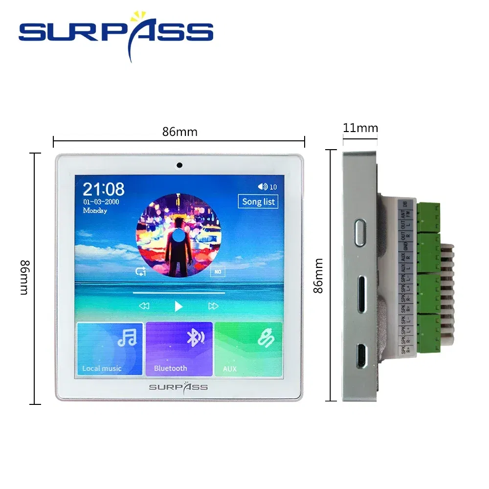Ships From: United States, Color: Army Green - Smart Home Audio 4 Channel Wireless Bluetooth-compatible Wall Amplifier Mini Multifunction Stereo Board Hifi with Fm Radio