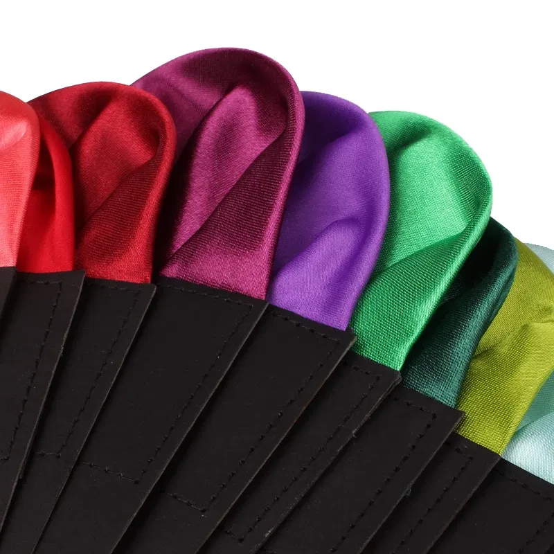 Color: Beige - Fashion Solid Silk Satin Handkerchief Candy Color Suits Pocket Square For Men Business Chest Towel Hanky Suit Napkin Hankies