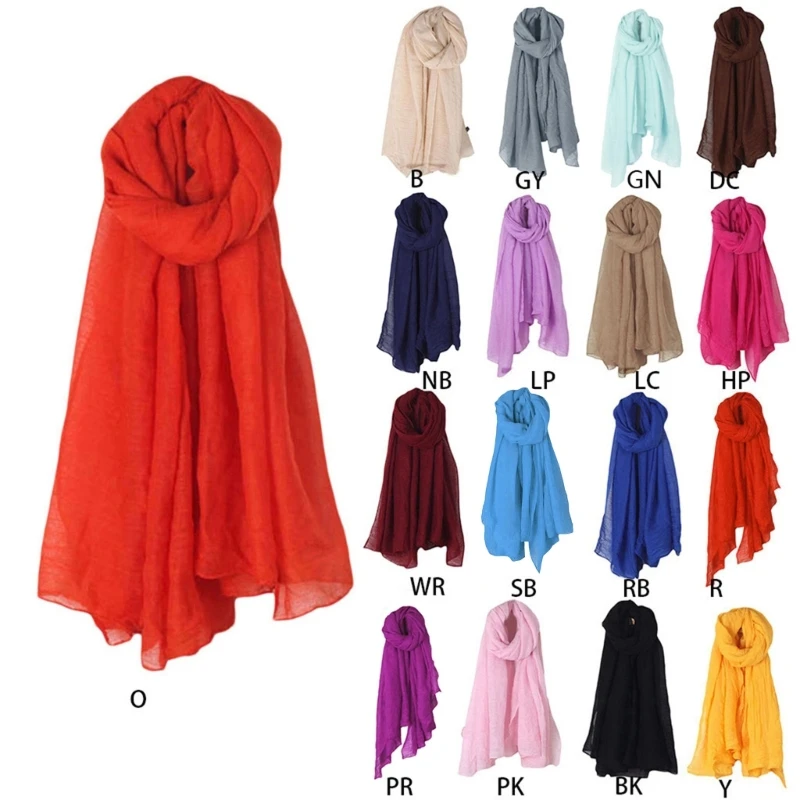 Color: ROYAL BLUE - 652F Women Solid Color Scarfs Large Long Lightweight Headscarf Linen Sheer Shawl Wrap