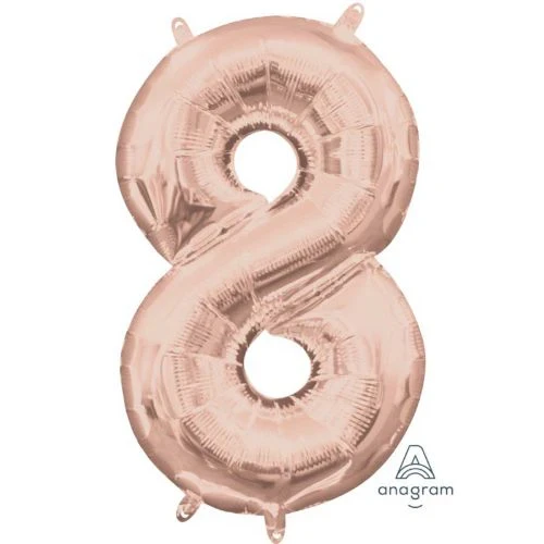 Foil Balloon - Number 8 Rose Gold - 40cm