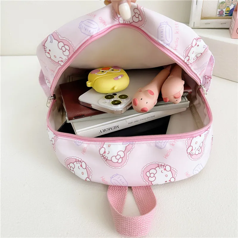 Color: SKY BLUE, Size: 16 inches - Anime Cartoon Kuromi Melody Cinnamoroll Backpack Boys Girls Cartoon Hello Kitty Kawaii Canvas Fashion Children's Schoolbag
