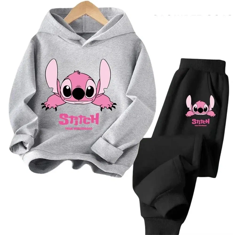Color: Ivory, Kid Size: 7 - Children Hoodies Stitch Kawaii Fashion Pullover Sweatshirt Anime Trucksuit Manga Cartoons Girls Boy Kids Autumn Casual Clothes