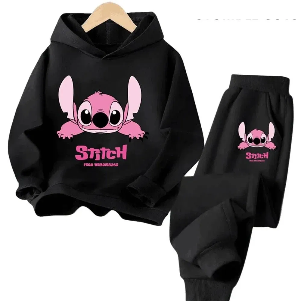 Color: Ivory, Kid Size: 7 - Children Hoodies Stitch Kawaii Fashion Pullover Sweatshirt Anime Trucksuit Manga Cartoons Girls Boy Kids Autumn Casual Clothes