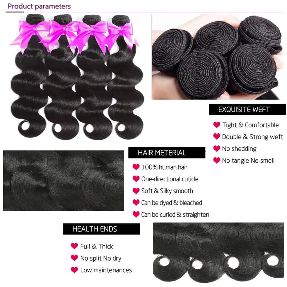 Color: Natural Color, Material Grade: Remy Hair, Longest Hair Proportion: 25%-30%, Ships From: CHINA, Stretched Length: 24 26 26 - Body Wave Bundles Human Hair Brazilian Virgin Hair Loose Body Wave Extensions Unprocessed Human Hair Wavy Bundles Natural Bl