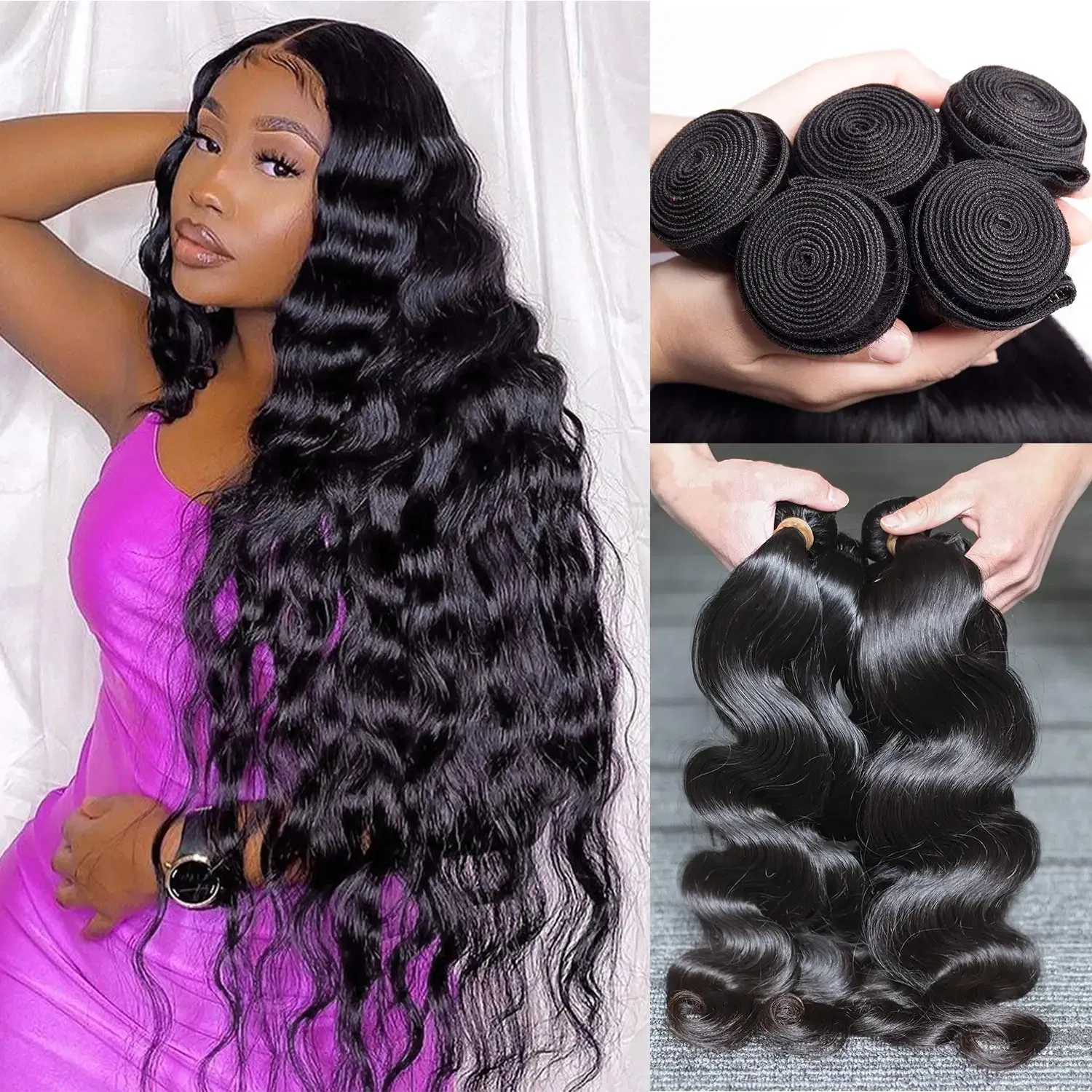 Color: Natural Color, Material Grade: Remy Hair, Longest Hair Proportion: 25%-30%, Ships From: CHINA, Stretched Length: 24 26 26 - Body Wave Bundles Human Hair Brazilian Virgin Hair Loose Body Wave Extensions Unprocessed Human Hair Wavy Bundles Natural Bl
