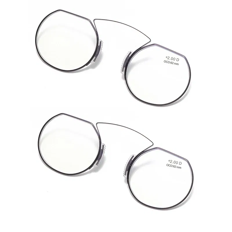 Frame Color: Khaki, Eye Prescription: +100 - Women Clip Nose Reading Glasses Anti Blue Light Presbyopic Glasses Men Portable Men's Eyeglasses Anti-Lost Legless Bezel + Case