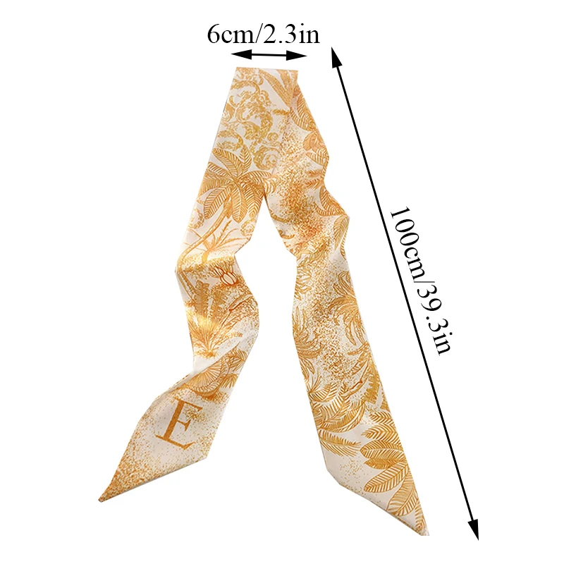Color: Red - Sketch Style 26 Letters Temperament Small Scarf Long Silk Scarf Hair Band Narrow Headband Hair Tie Bag Handle Hair Accessories
