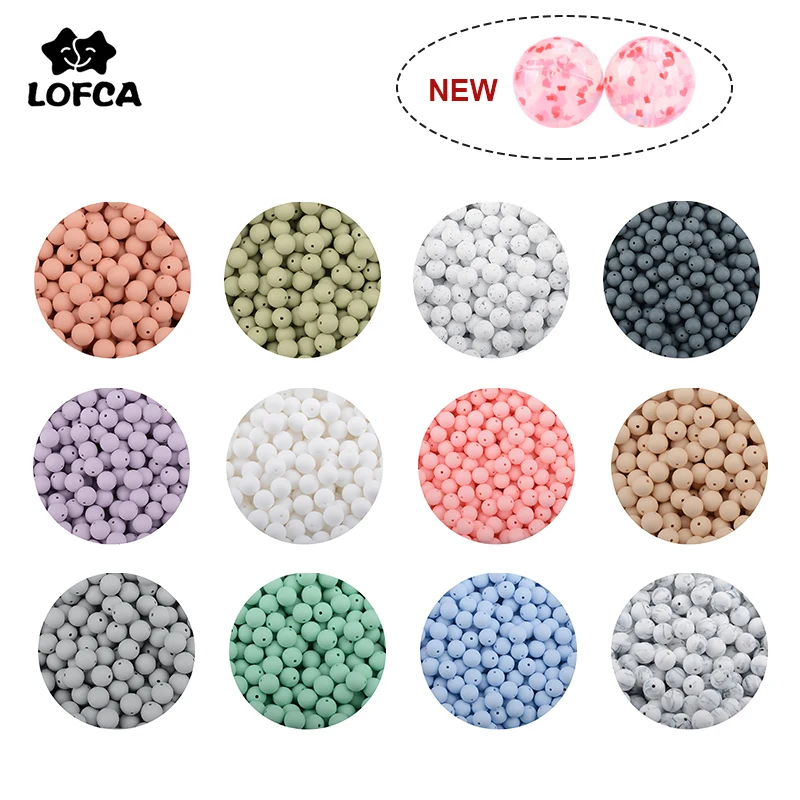 Color: Chocolate, Item Diameter: 12mm - LOFCA 100Pcs/lot 12MM Round Shape Silicone Teething Beads Baby Teether For DIY Nursing Necklace Food Grade Chew Beads